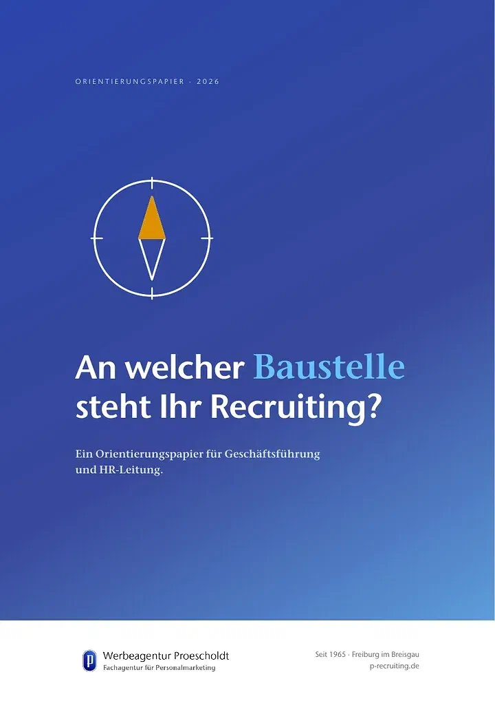 Cover des Orientierungspapiers mit dem Titel „An welcher Baustelle steht Ihr Recruiting?“